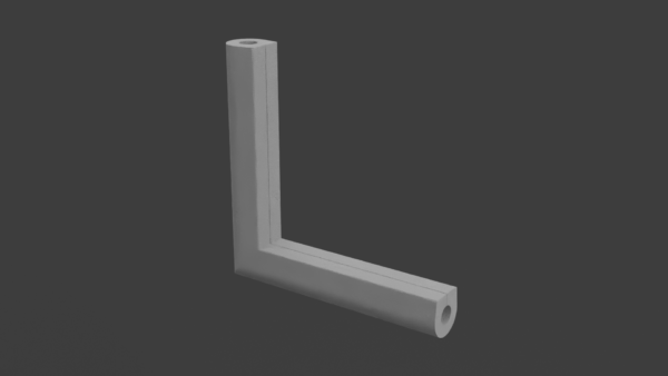 RV Slide Guard corner foam piece render showing the welded ninety degree corner