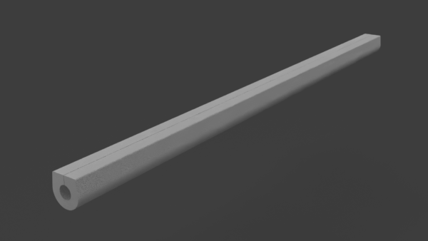 RV Slide Guard long straight foam piece render showing the slot and rounded profile