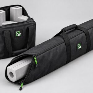 Two RV Slide Guard carrying bags for corner pieces and long straight sections
